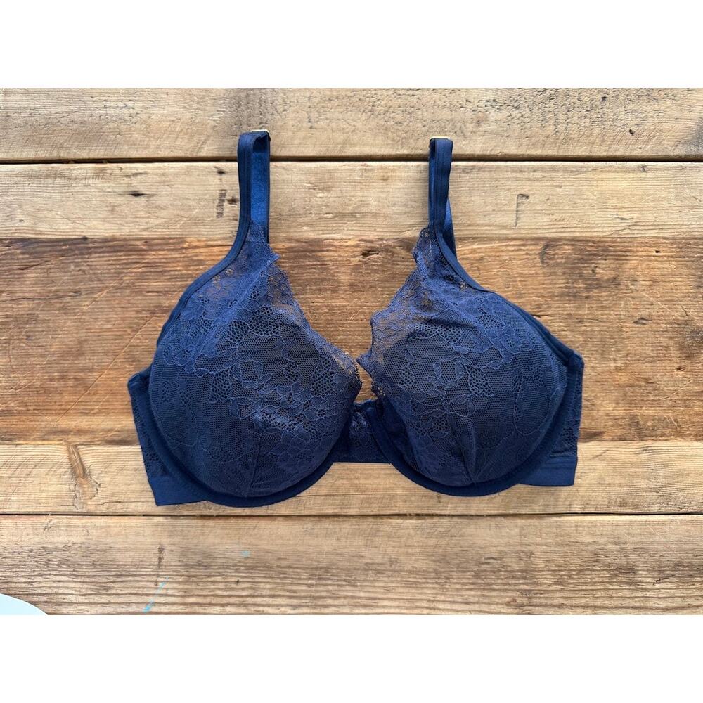 SOMA Nightfall Navy 32DD Lightest Lift Lace Plunge Underwire Bra